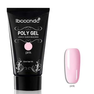 30g Polygel Nail Acrylic Poly Gel Pink White Clear Crystal UV LED Builder Gel Tips Enhancement Slip Solution Quick Extension Gel pink Nail