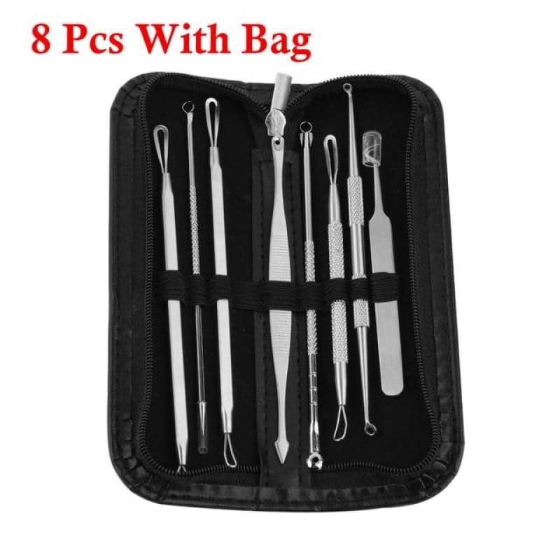 7 Piece Blackhead Remover Tool-Set 8 Pcs With Bag Face Skin Care Tools