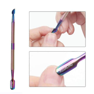 ROSALIND Stainless Steel Cuticle remover Pusher Dead Skin Pedicure rub for nails art manicure stamping gel pusher Pink